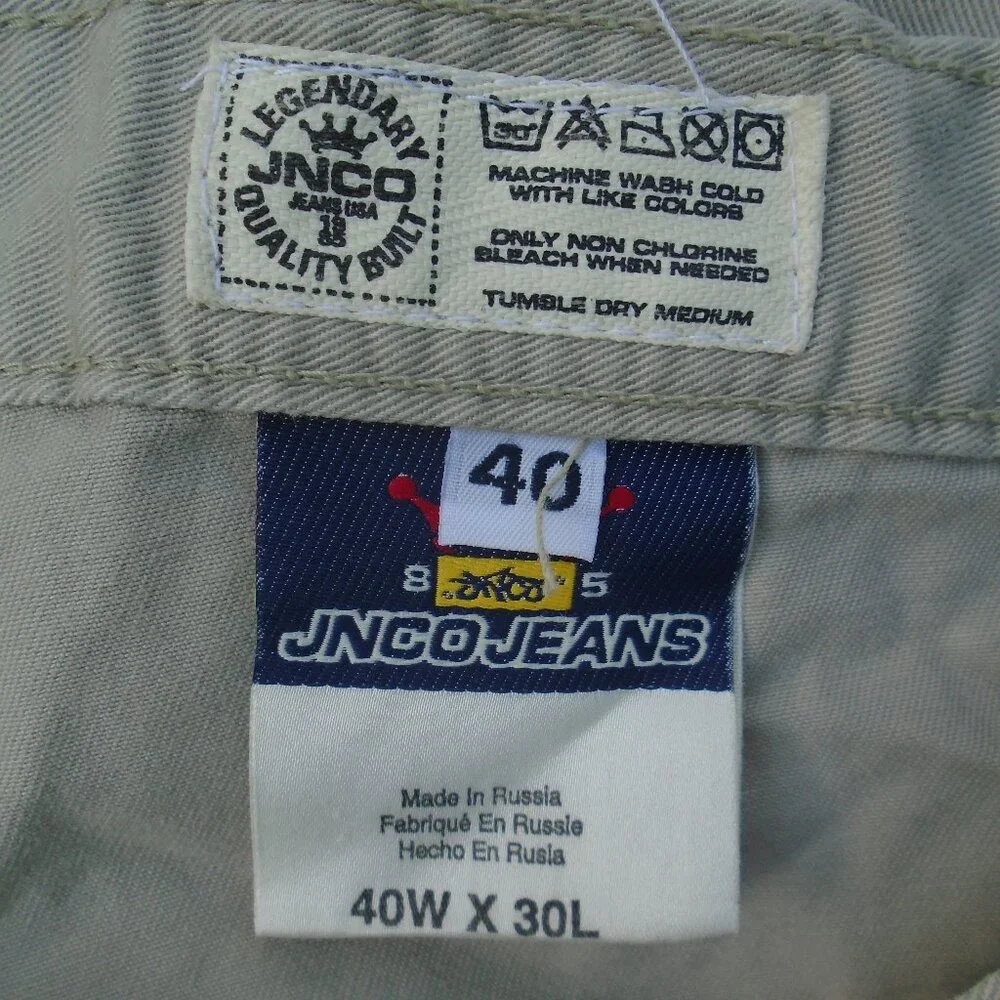 Vintage JNCO Jeans Wide Legs Jeans Pants Mens Size 40W x 30L Beige NWT - Picture 2 of 6